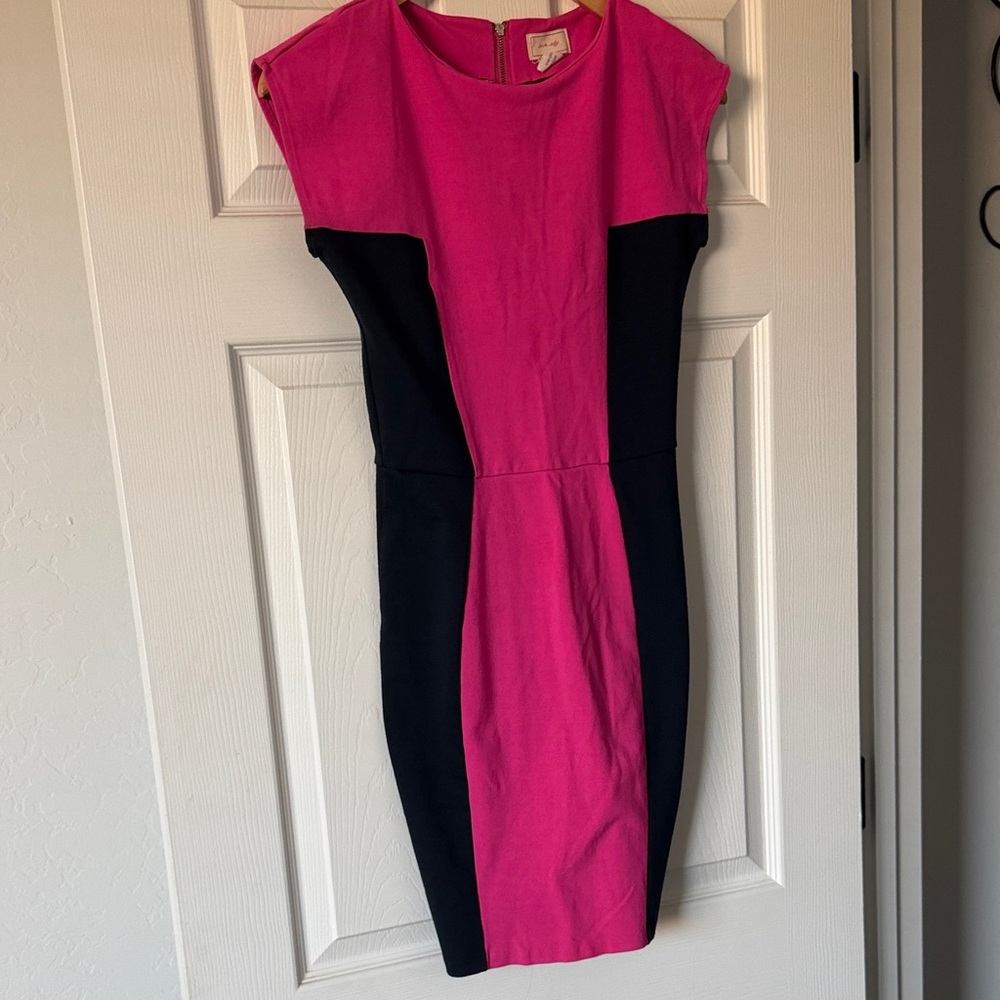 Pink and Black Colorblock Dress